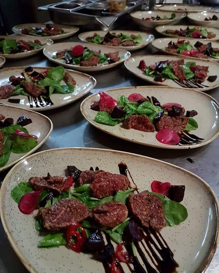 Beef & beet salad plates